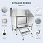 Dog Bathtub XL Professional 62inch Dog Washing Station Stainless Steel Pet Grooming Tub for Extra Large Dogs Wash Tub, Medium, Small Dogs Cats with Left Sliding Doors, Steps, Right Faucets