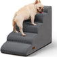 5-Step Dog Stairs and Ramp for High Bed, Non-Slip Sturdy Pet Steps for Small Dogs and Cats,22.2" H,Grey