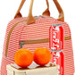 FlowFly Insulated Lunch Cooler Bag - Tote Bag Organizer for Women/Men, Red#Stripes
