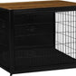 DWANTON Dog Crate Furniture with Cushion, Wooden Kennel Table with Double Doors, Indoor Dog House, Extra Large Size, 43.3" L, Black+Warm Brown