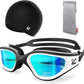 ZIONOR G1 Lite Swim Goggles with Swim Cap Comfortable Anti-fog Swimming Goggles Cap Set for Adult Men Women