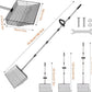15 inch Large Chicken Poop Scooper with Ergonomic Grip, 6 in 1 Detachable Chicken Scooper for Poop Shovel (20 to 79"), Stainless Steel Sifting Shovel for Chicken Coop/Goat Stall/Stable Cleaning Tool