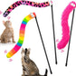 3 Pack Cat Wand Toy, Rainbow Cat Feather Toys with Bells, Teaser Wand with Soft Furry Tail, Interactive Toys for Indoor Cats & Kitten & Kitty