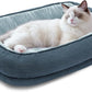 Orthopedic Cat Beds for Indoor Cats, Egg-Crate Memory Foam Pet Sofa with Bolster Sides, Oval Crate Bed, Washable Removable Cover & Non-Slip Bottom, Haze Blue