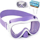 Kids Swim Goggles 180° Snorkel Diving Mask with Nose Cover, Anti-Fog Kids Swimming Goggles with Elastic Fabric Strap for Kids Boys Girls