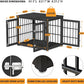 32 Inch Heavy Duty Dog Crate Furniture for Medium and Small Dogs, Decorative Pet House End Table, Wooden Cage Kennel Furniture Indoor, Black