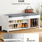 Amada Shoe Storage Bench, Entryway Bench with Cushioned Seat & Lift Top Storage, 3 Doors, Adjustable Shelf, 300 lbs Capacity, Bench with Shoe Rack for Entryway, Bedroom, Living Room, White