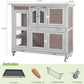 GUTINNEEN Rabbit Hutch Indoor Outdoor Bunny House Guinea Pig Cage on Wheel with Plastic Tray 47inch (Brown)
