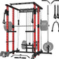 Mikolo Power Cage, 1500lbs Power Rack with LAT PullDown and Cable Crossover System, Squat Rack with Pulley System, Weight Cage for Home Gym with Training Attachments