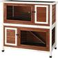 TRIXIE natura Outdoor Double Rabbit Hutch - Indoor Small Animal House, Bunny Cage with Two Sleeping & Play Areas - Includes a Non-Slip Ramp Hinged Roof & Two Pull-Out Trays - in Auburn