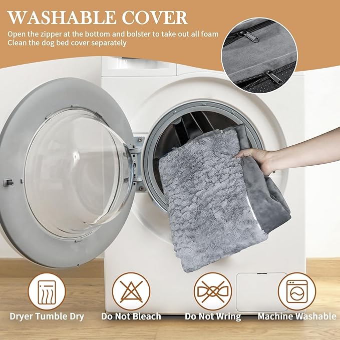 Comfort Expression Small Dog Beds Waterproof Orthopedic Foam Dog Sofa Beds for Medium Dogs Comfy Pet Bed with Washable Removable Cover & Non-Slip Bottom(Small,Grey)
