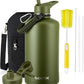COKTIK 128 oz Insulated Water Bottle, Triple Wall Stainless Steel Flask, Keeps Drinks Cold for 48 Hrs Leak-Proof & BPA-Free Half Gallon Jug with Paracord Handle, Straw & Spout Lids(Army Green)