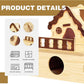 Wooden Hamster Platform and Dwarf Hamster House,Cute Syrian Hamster Tiny House Hideout,Large Balcony Lookout Holes,for Dwarf Gerbils and Mouse Mice Rat Other Small Animals(E)