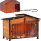 GUTINNEEN Heated Dog House Outdoor Dog Kennel with Safe Heated Pad, Chew-Proof Metal Frame and Rotating Food Bowl for Small to Medium Dogs, 39.7"x25.5"x32.2" (Dark Brown)