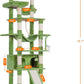 Heybly Tall Cat Tree,78 inch Multi-Level Cat Tower for Indoor Cats, 2 Widened Plush Perches Cat Condo with Scratching Board and Big Caves, Green HCT033GR