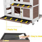 Aivituvin Rabbit Hutch Indoor, Bunny Cage with Wheels, 2-Story Design, 2 Deep Trays, Anti Slip Ramp, Ideal for Small Animals - Brown