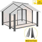 Aivituvin Dog House with Insulated Liner Outdoor All-Around Iron Frame Dog Kennel Outside with Overhang Roof Large Porch Weatherproof