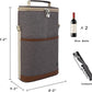 ALLCAMP OUTDOOR GEAR 2 Bottle Wine Tote Carrier - Insulated Portable Padded Canvas Wine Bag for Travel, BYOB Restaurant, Wine Tasting, Party, Great Christmas Day Gift for Wine Lover，Dark Gray