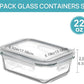 Vtopmart 10-Pack 22oz Glass Storage Containers with Snap Airtight Lids, Safe for Microwave, Oven, Freezer, and Dishwasher
