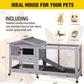 Aivituvin Rabbit Hutch Outdoor Rabbit Cage Indoor with Casters Bunny Cage Chikcen Coop for Small Animals with Pull-Out Tray(Grey)