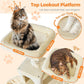 Taoqimiao Large Cat Tree，73-Inch Cat Tree Tower with 9 Scratching Posts for Indoor Cats, 2 Large Cat Condo with Hammock, Hanging Basket, 2 Extended Platform, Beige MS013XLM