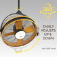 Orison 24.8'' Waterproof Outdoor Ceiling Fan, 6 Speed Ceiling Mounted Plug-In Cord Garage Fan with Remote&APP, 360-degree Manual Vertical Rotation, Hook hanging for Gazebo, Patio, Pergola (Yellow)