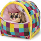 Wontee Hamster Bed Hideout Sugar Glider Hammock Small Animal Warm Bed House for Hamsters Hedgehogs Sugar Glider Gerbils Mice (Large, Colorful Plaid)