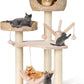 PETSITE Woven Cat Tree, Modern Cat Tower with Hammock & Scratching Posts, Cattail Condo & Top Perch, Cat Activity Tree for Indoor Cats