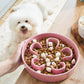 LE TAUCI Slow Feeder Dog Bowls Ceramic, 1.5 Cups Dog Food Bowl, Puppy Slow Feeder Dish for Fast Eaters,Pink Bloom