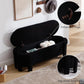 Modern Upholstered Storage Bench, Sherpa Fabric 50" Long Entryway Bench with Storage and Seating, Comfy Cute Ottoman Bench for Living Room/End of Bed/Hallway, Black