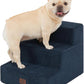 EHEYCIGA Dog Stairs for Small Dogs 13.5" H, 3-Step Dog Steps for Couch Sofa and Chair, Pet Steps for Medium Cats, Non-Slip Balanced Pet Ramp Indoor, Navy Blue