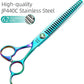 Fenice Peak Green Dog Grooming Scissors Set Straight Thinning Curved and Chunker Shears 4PCS Kit with Simulated Emerald Screw 440C Trimming Shears Durable and Sharp