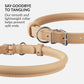 CollarDirect Rolled Leather Dog Collar, Soft Padded Round Puppy Collar, Handmade Genuine Leather Collar Dog Small Large Cat Collars 13 Colors (13-16 Inch, Beige Smooth)