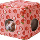 JSPYFITS Guinea Pig Hideout, Washable Guinea Pig House Cozy Small Pet Bed for Small Animal Bunny/Rabbit/Hamster/Chinchilla Accessories Pink Strawberry