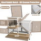 Rabbit Hutch Indoor 40" L Large 2 Story Outdoor Wooden Bunny Hutch with Run, 4 Metal Wheels & 2 Deeper Trays, UV-Proof Panel Rabbit Cage Guinea Pig Pet House for Small-Medium Animals