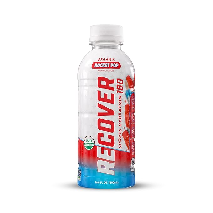 RECOVER 180 Organic Sports Hydration Drink, No Sugar Added, 15 Calorie Sports Beverage, Organic Flavors With Vitamins, Potassium-Packed Electrolytes (16.9 Fl Oz (Pack of 12), Variety Pack)