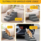 Dog Stairs for High Bed, Dog Steps for Bed Couch Sofa, 35D Foam Extra Wide Pet Steps for Small Dogs and Cats, Pet Stairs with Non-Slip Bottom Grey, 2 Steps