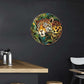 Lygond Metal Sign Tin Sign Circular Stained Glass Jaguar Minimalist Wall Art for Garage 12×12 Inches