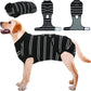 Kuoser Dog Surgery Recovery Suit for Female Male Dogs, Stripes Spay Neuter Anti-Licking Dog Onesie, Surgical Suit Snugly Pet Post Surgery Vest Bodysuit for Abdominal Wounds Skin Disease, Black 2XL