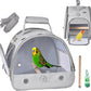 Bird Carrier Travel Cage with Stand, Small Bird Travel Carrier for Parrot with Perch, Side Access Window (Grey)