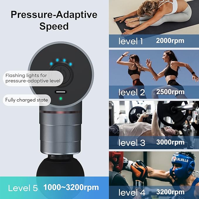 arboleaf Massage Gun Deep Tissue, Full-Metal Electric Portable Hand Held Massager Gun with Case for Back, Body Sore Muscles, Pain Relief, Gifts for Dad, Office, Home, Athletes