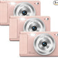 WONNIE Digital Camera 56MP, FHD 1080P Point & Shoot Camera with 32GB SD Card, 2 Batteries, and Lanyard, Ideal for Kids & Teens, Suitable Gift for Girls Pink, 3-Pack