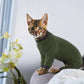 PUMYPOREITY Sticky Cat Clothes - Soft Cat Sweaters & Pajamas for Recovery & Hair Loss Prevention, Green, XS