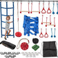 Slsy Ninja Warrior Obstacle Course for Kids, 50FT Durable Ninja Slackline Kit with 8 Complete Accessories, Playset Equipment with Swing, Climbing Net, Ladder & Monkey Bars (8 Obstacles)