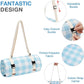 Picnic Blanket, 80''x80'' Waterproof Outdoor Blankets, Picnic Mat Washable for Beach, Picnic Blankets for Camping on Grass with Shoulder Strap - Blue & White
