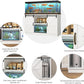 Farmhouse 55-75 Gallon Fish Tank Stand with Power Outlet, Aquarium Stand with Cabinet&Sliding Barn Door, Heavy Duty Reptile Tank Stand for 2 Fish Tank/Turtle Tank/Reptile Terrarium, White