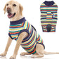 FUAMEY Recovery Suit for Dogs After Surgery,Soft Breathable Dog Bodysuit E-Collar & Cone Alternative Surgical Suit,Male Female Dog Neuter Spay Suits Anti Licking Wounds Onesie Dark Blue Stripes XXL
