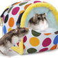 Wontee Hamster Bed Hideout Sugar Glider Hammock Small Animal Warm Bed House for Hamsters Hedgehogs Sugar Glider Gerbils Mice (Medium, Colorful Dots)