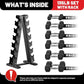 PAPABABE Hex Dumbbell Sets with Rack, 60-550lb Rubber Coated Dumbbell Weight Set and Storage Rack, Multiple Options Hand Weights for Strength Training