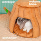 Hopp'd™ Guinea Pig Hideout & Bed – 2-in-1 Washable Tree Stump House | Rat, Ferret, Hamster, Bunny Bed Hideout | Waterproof, Anti-Slip, Chew-Proof | Free Pillow | Small Animal Accessories (Large)